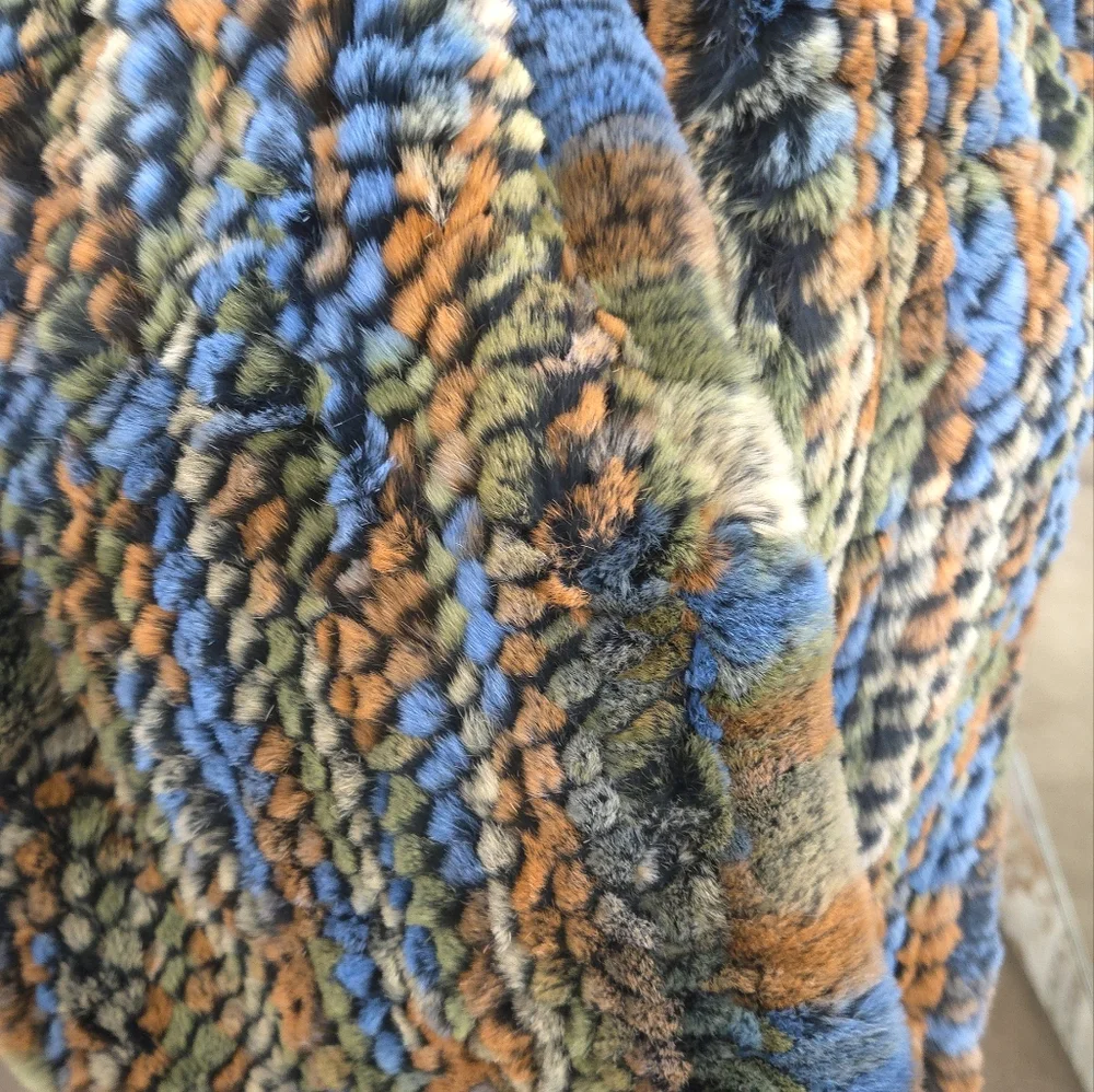 Multicolor Rex Rabbit Fur Infinity Scarf - Picture 2 of 3